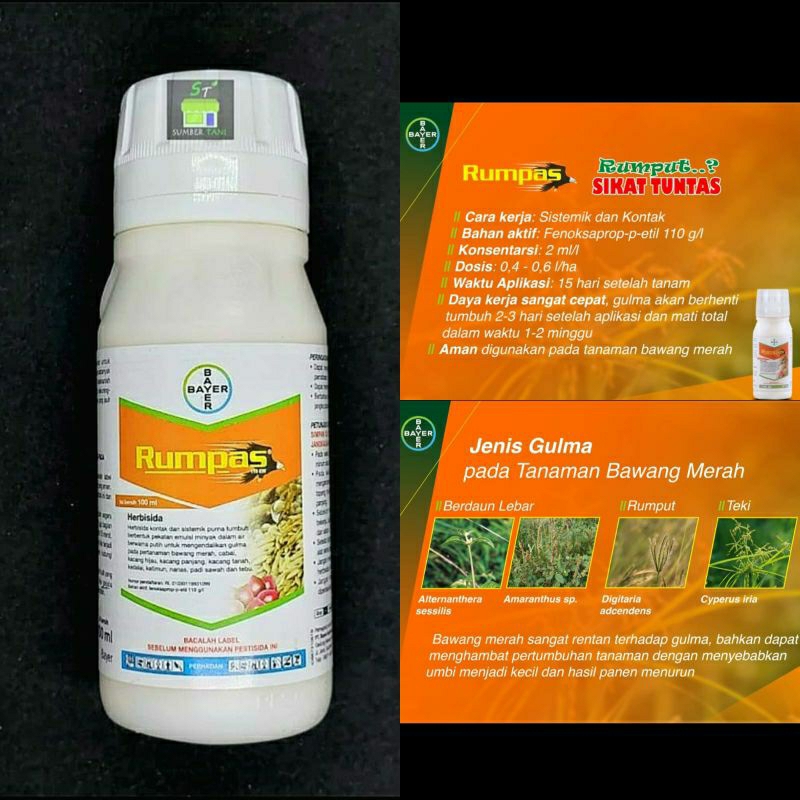 Rumpas 120EW 100ML Herbisida Selektif Sayuran Bawang Sawi Pembasmi Rumput Gulma Teki
