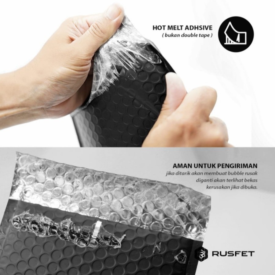 

RK AMPLOP BUBBLE MAILER WRAP ENVELOPE RUSFET BLACK PREMIUM PER DUS