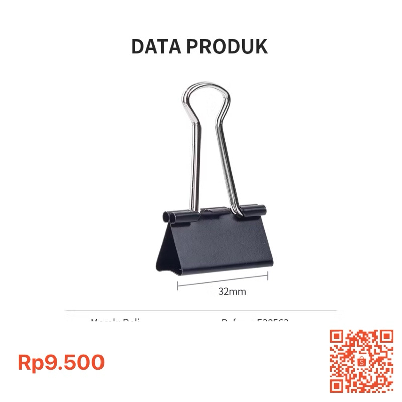 

Deli Binder Clips dengan karet 32mm 12pcs 38563