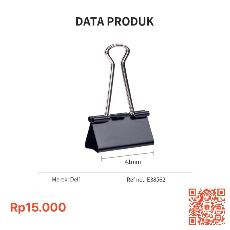

Deli Binder Clips dengan karet 41MM 12pcs 38562