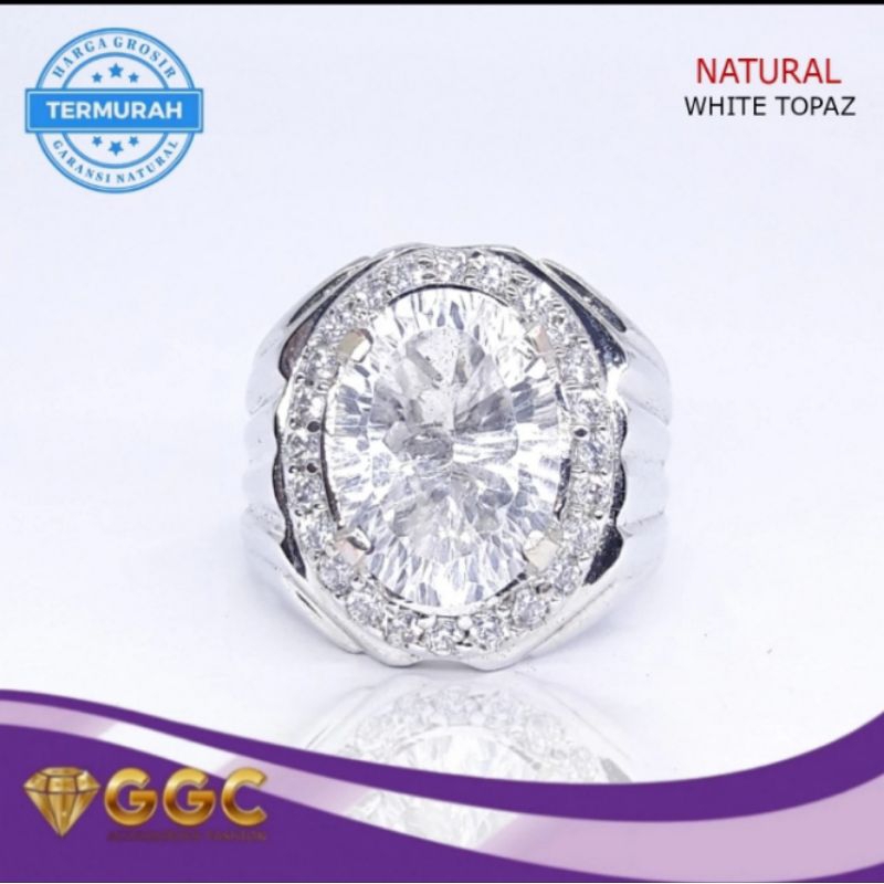 Batu Cincin Natural White Topaz Quartz Original