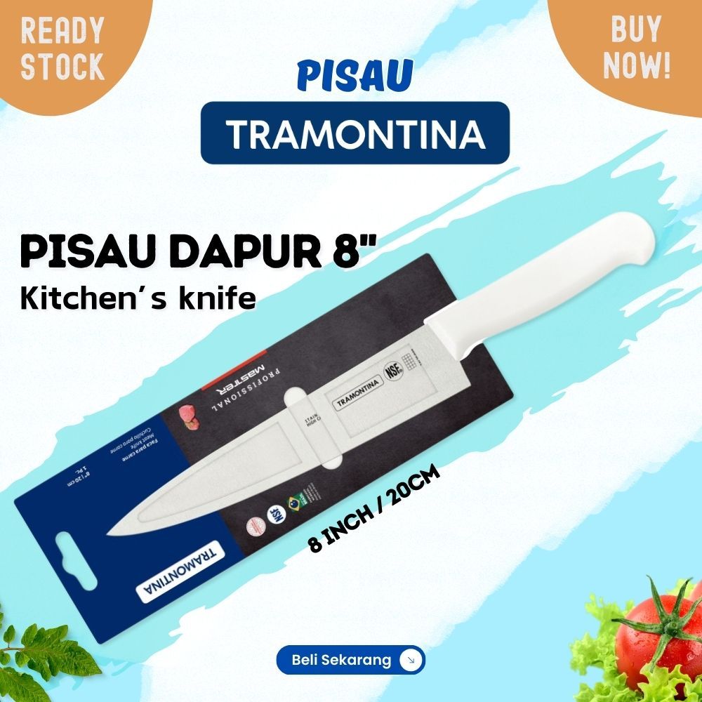 Made in Brazil Tramontina Chef Knife 8in Pisau Dapur NSF 20CM PRESS