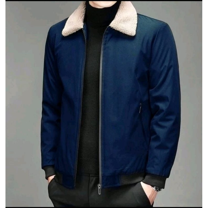 JAKET PRIA KERAH BULU-JAKET DRILL- JAKET MODIS