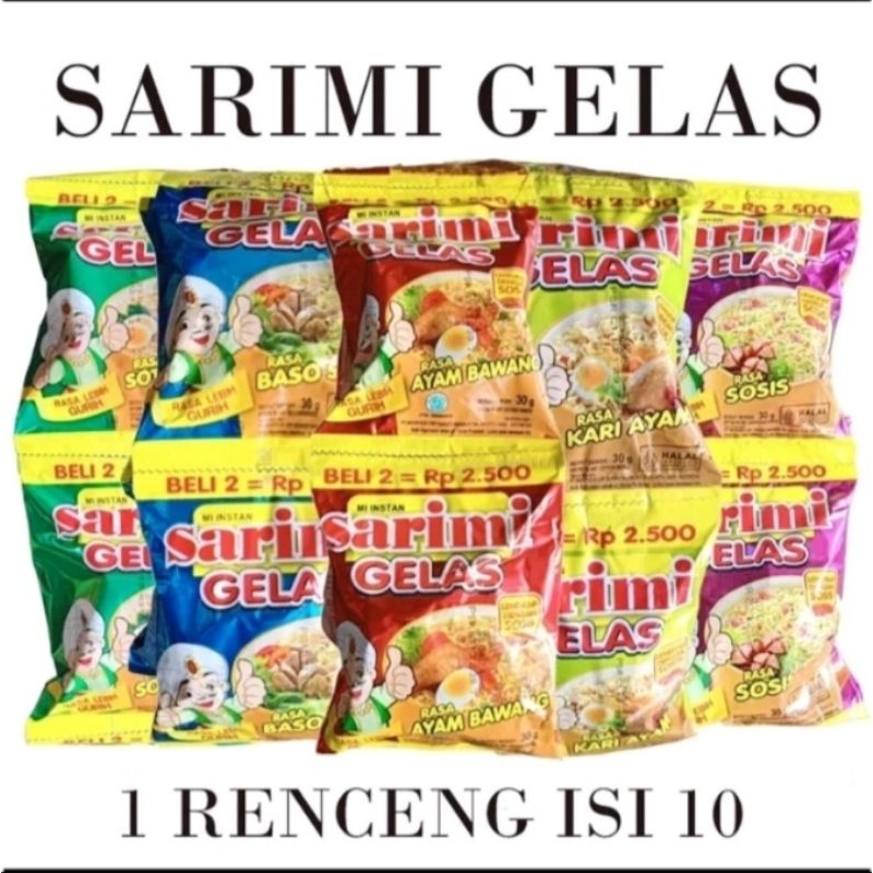 

Sarimi gelas 1 renceng isi 10