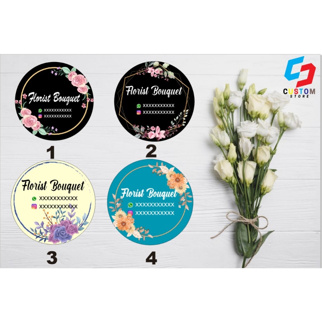 

{100pcs} stiker bouquet bulat stiker brand bouquet label bouquet stiker produk