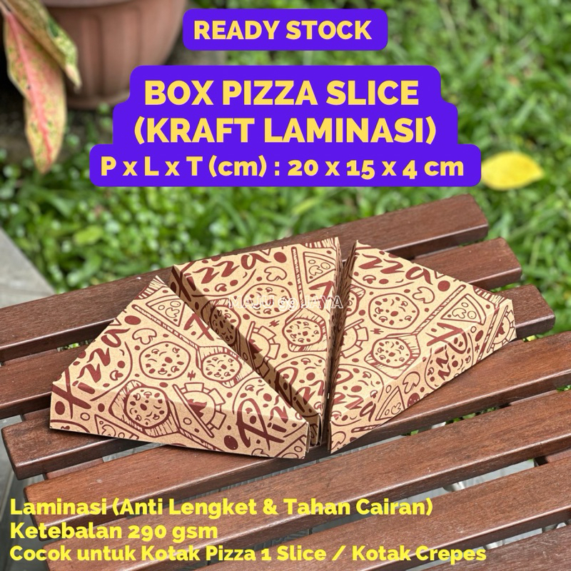 Paper Box Slice Pizza Kraft Laminasi Bermotif Ukuran 20x15x4 cm Ketebalan 290 gsm | Dus Pizza isi 1 