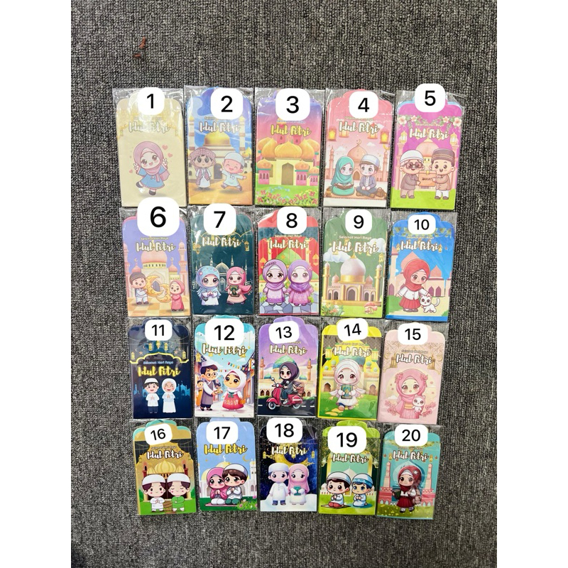 

10Pcs Amplop Lebaran Siap Pakai Uk Medium Motif anime muslim