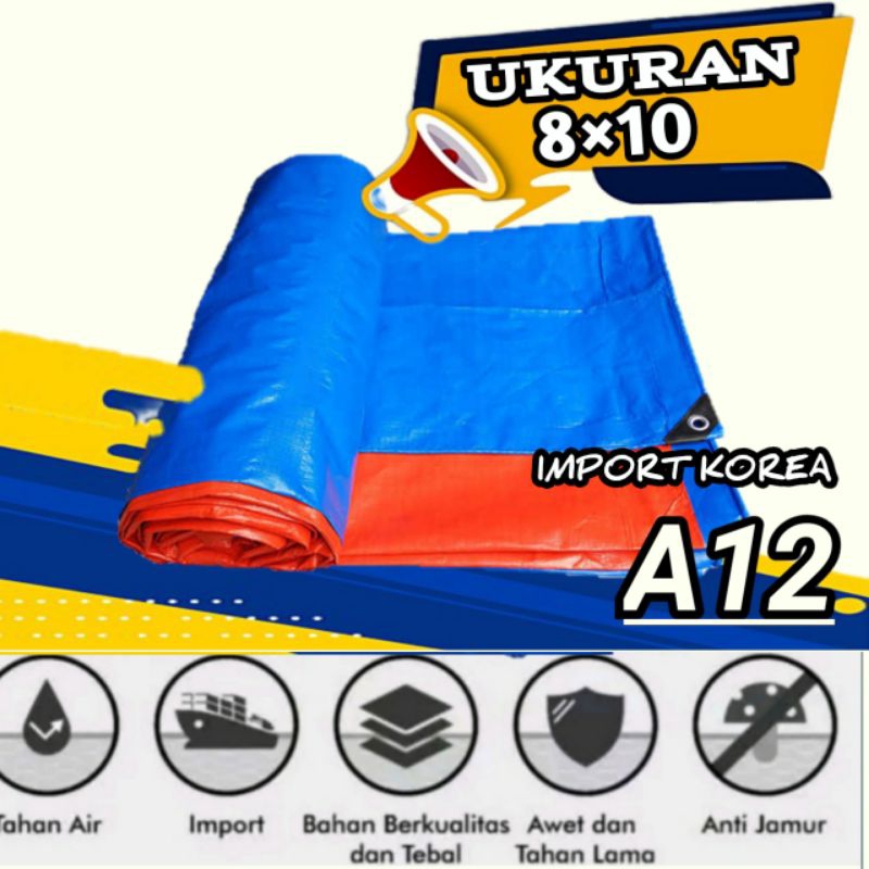 terpal plastik Korea A12 ukuran 8x10 tebal dan tahan air