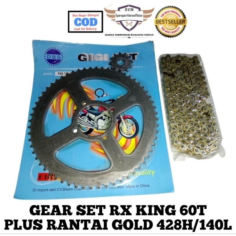 GEAR GIR SET PRESS 60T RX KING JUPITER VEGA R FORCE1 F1ZR GEAR DEPAN BELAKANG 12T / 60T