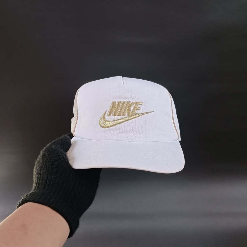 Topi Vintage Trucker Topi Jaring Unisex Pria Wanita NIKE Putih Original