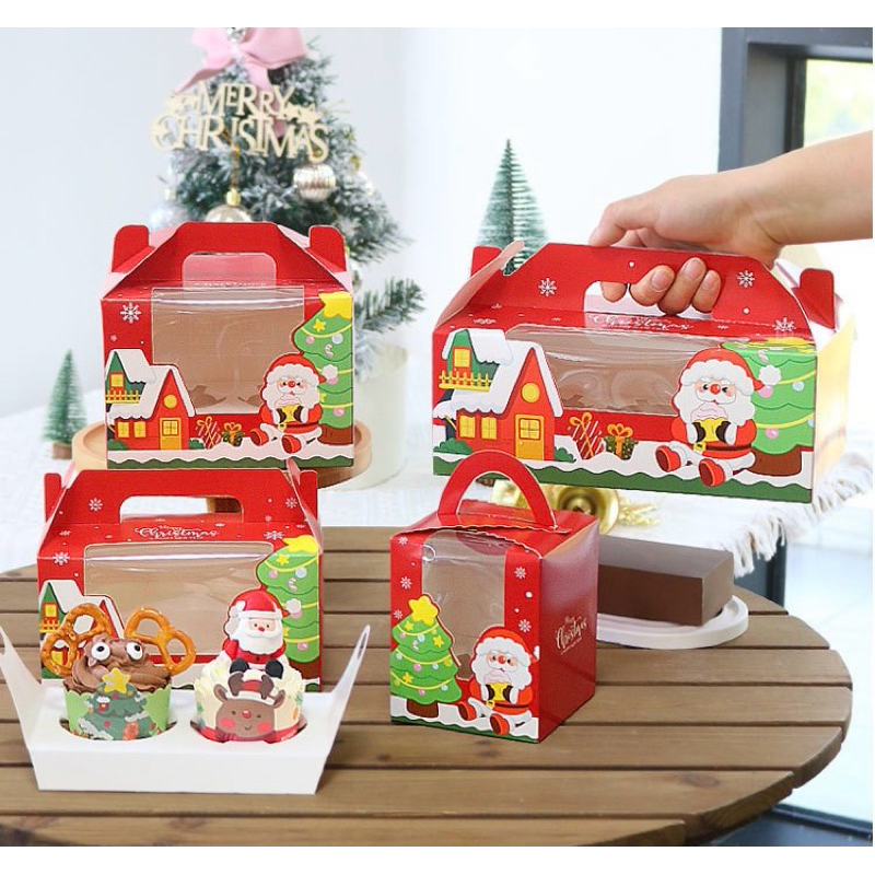 

Box Cupcake Tema Natal Kotak Cupcake Christmas Natal Santa Red White