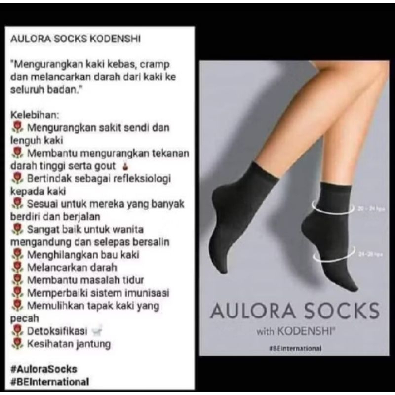 aulora socks kaos kaki kesehatan wanita black