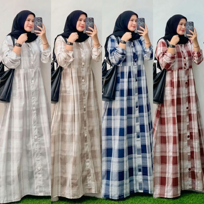 Haruka dres - gamis kotak katun haruka