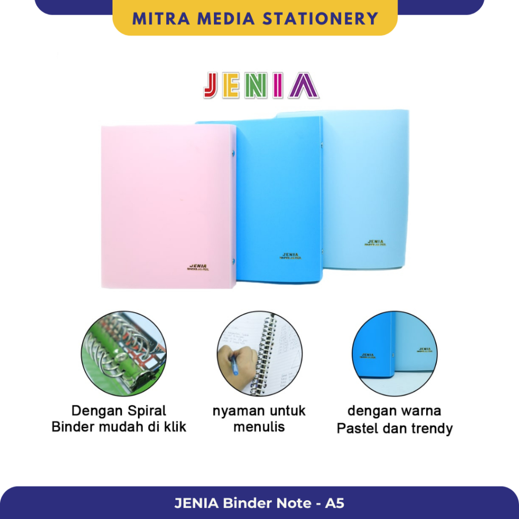 

JENIA Binder Note Map Polos Pastel Tempat Loose Leaf - B5