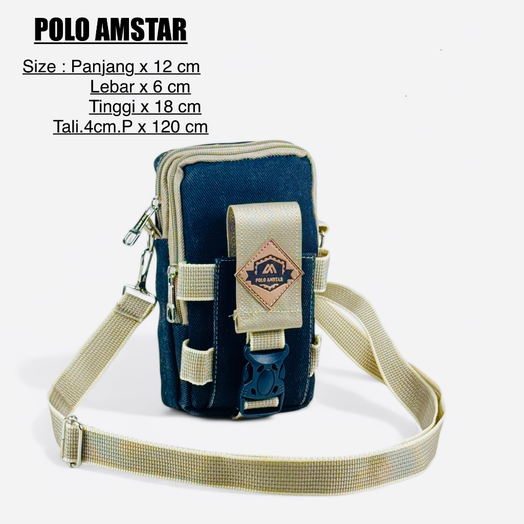 POLO AMSTAR Tas Hp Tas Kecil Selempang Pria Kanvas