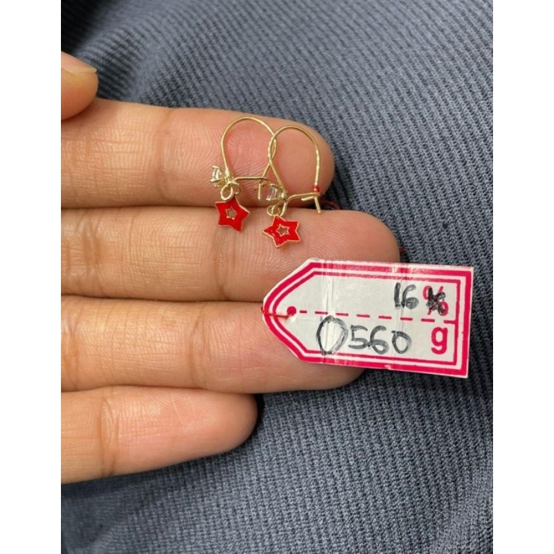 Anting emas 70 bintang merah
