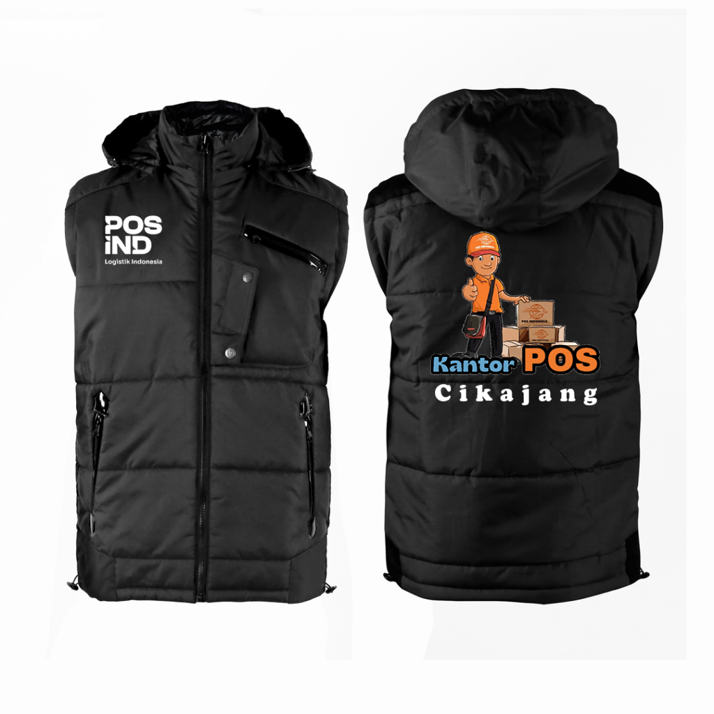 Jaket Pos Indo Kurir Jaket Pria Parasut Semi WF Free Custom Logo Sablon DTF High Quality