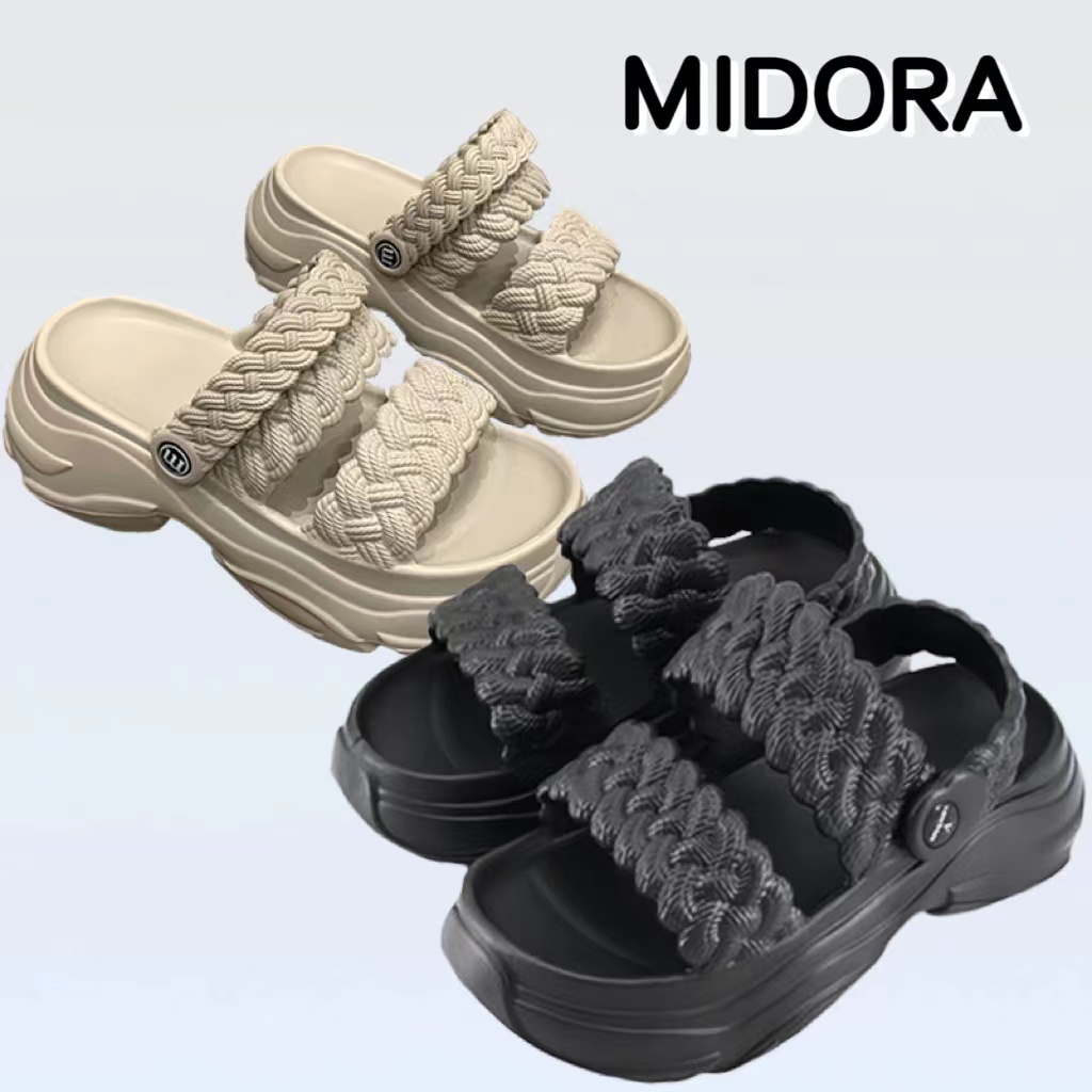 MIDORA Sandal Wanita Kekinian Karet Sol Tebal Non-slip EVA Sandal Wedges Wanita Korea
