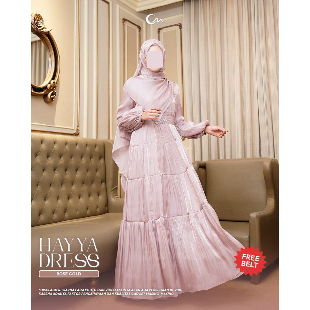 Hayya dress by Coverme baju gamis wanita dewasa warna Rose Gold size M