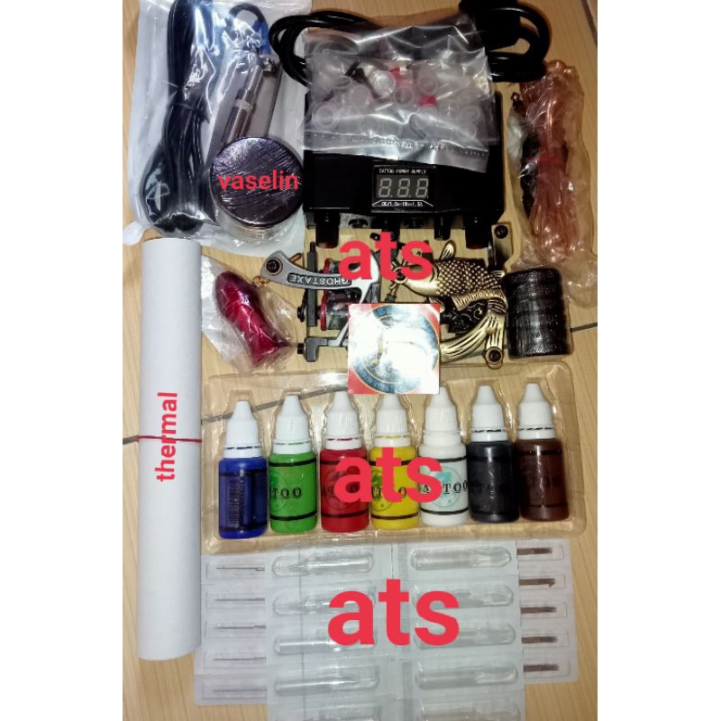 set alat tatto tinggal pakai 2 mesin koil