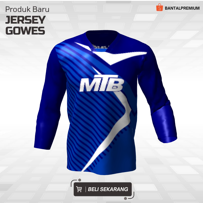 Jersey Gowes Sepeda Downhill Biru Motif Abstrak 46- Jersey Custom Lengan Panjang
