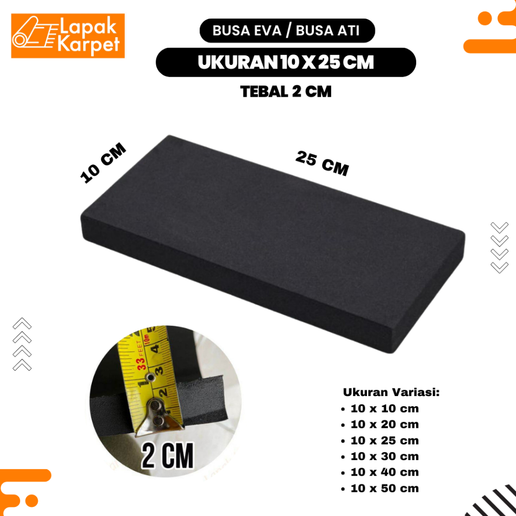 Busa Ati Bantalan Amplasan 10x25 cm / Busa Ati Tebal / Busa Eva / Tebal 2 cm