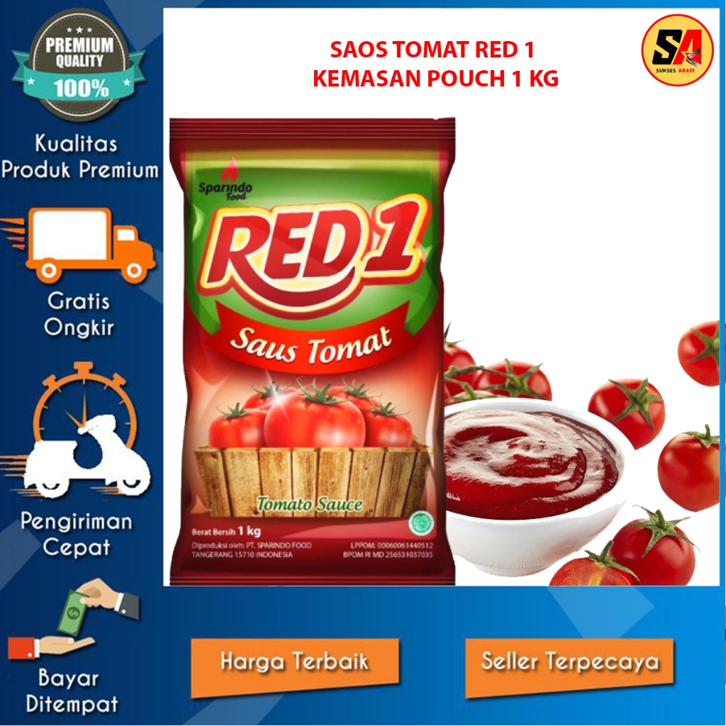 

RED1 SAUS TOMAT POUCH / BANTAL KEMASAN 1 KG (TOMATO SAUCE)