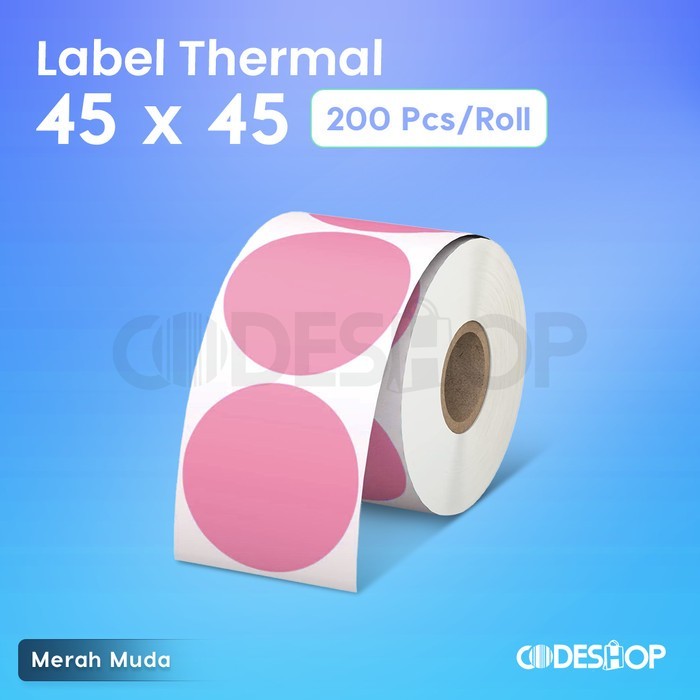 

Stiker Bulat Warna Merah Muda 45 x 45 Stiker 45x45 mm Warna Pink isi 200 Pcs Label Thermal