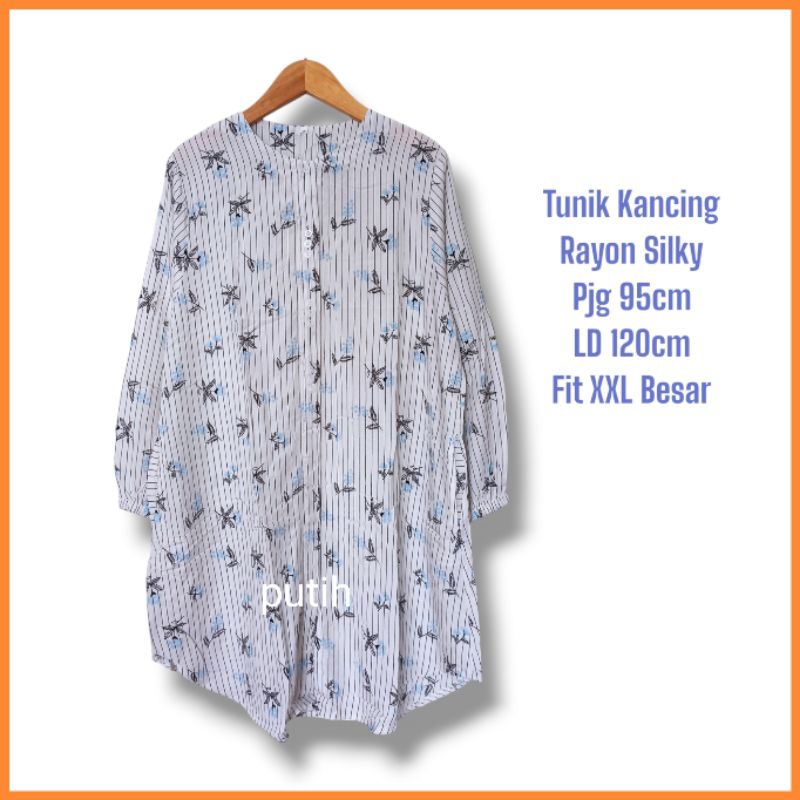 LD 120 Tunik Rayon Kancing Motif Bunga Terbaru Kekinian Atasan Muslim Wanita - Bajudecantiks