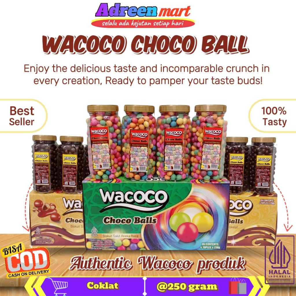 WACOCO CHOCHO BALL BISKUIT COKLAT BULAT 250G