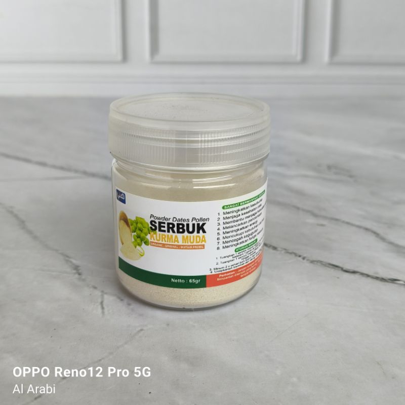 

serbuk kurma muda 65 Grm .