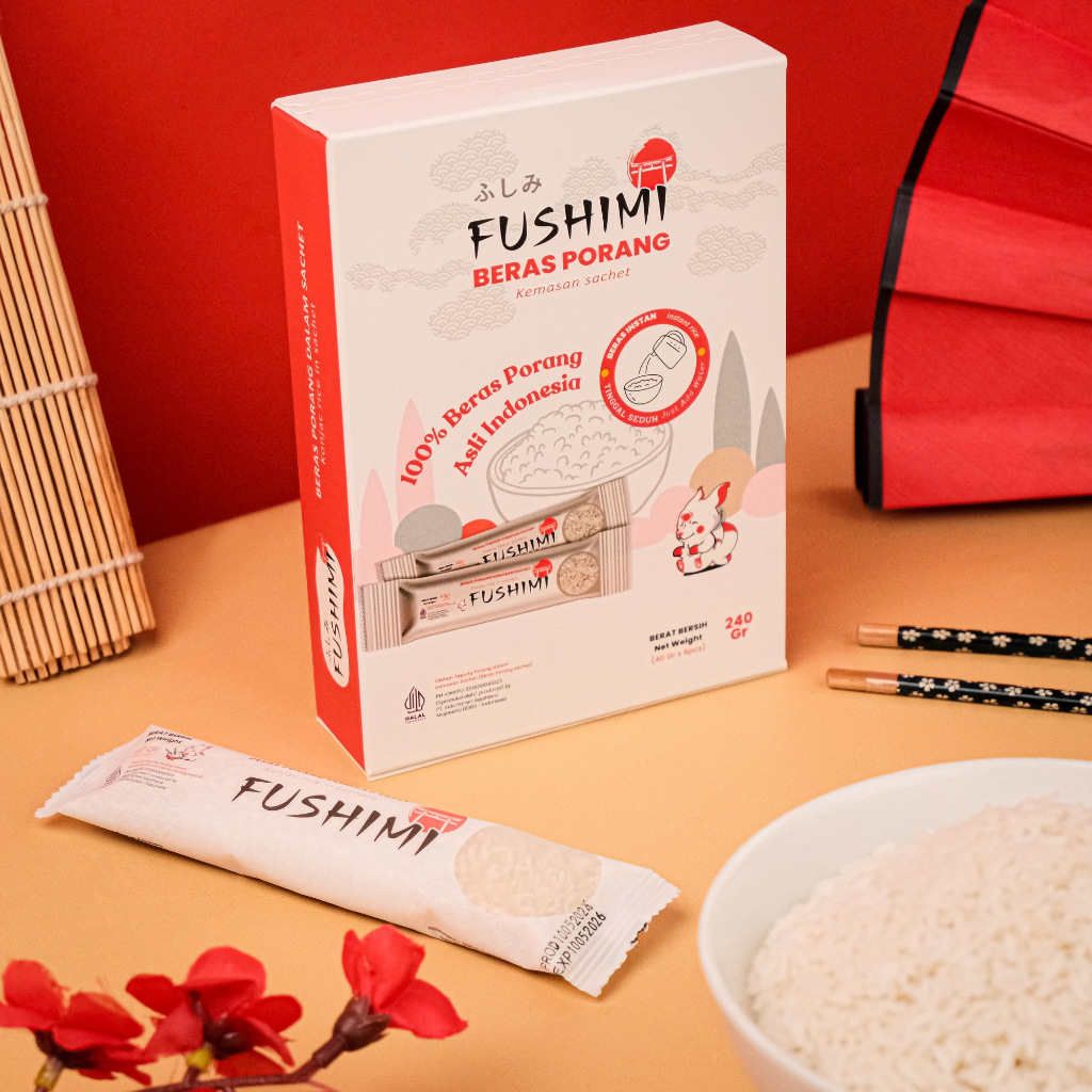 

Fushimi Beras Porang Instan rendah kalori /Instant Konjac Rice kemasan box isi 6 sachet