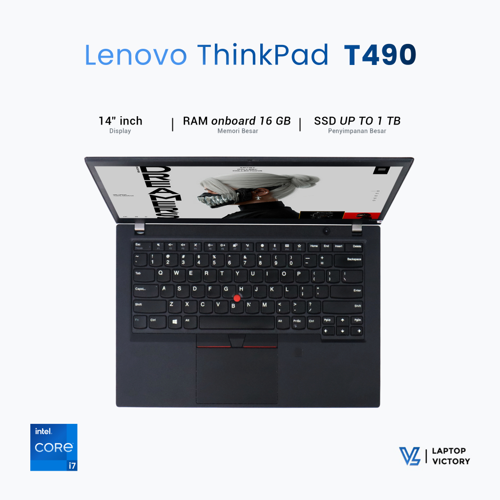 Laptop Lenovo Thinkpad T490 Core i7 Gen 8 RAM 32 GB SSD 1 TB Layar 14 Inch