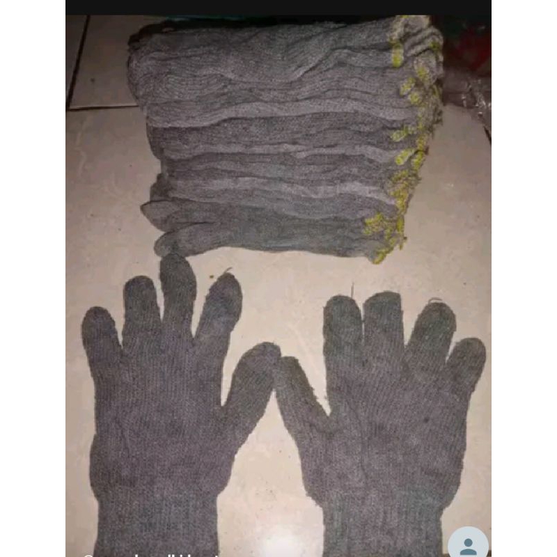 REMIU_SHOP 1 Lusin / 12 pasang Sarung Tangan Safety Kain Rajut Abu Standar Industri Proyek Las Kebun