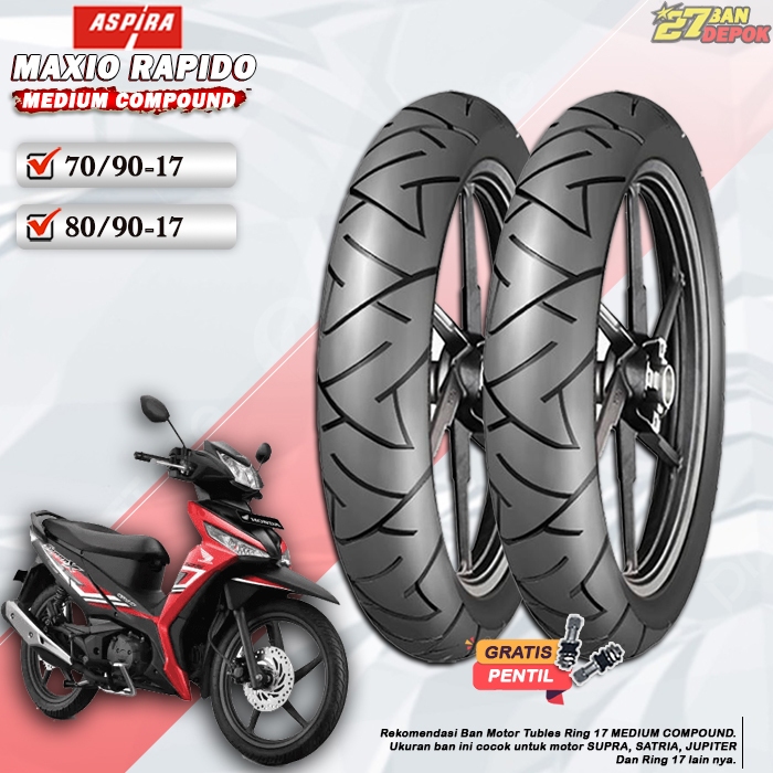 Ban Motor Aspira Rapido Ring 17 Tubeless Ban Motor Tubles Supra Satria Jupiter Ring 17