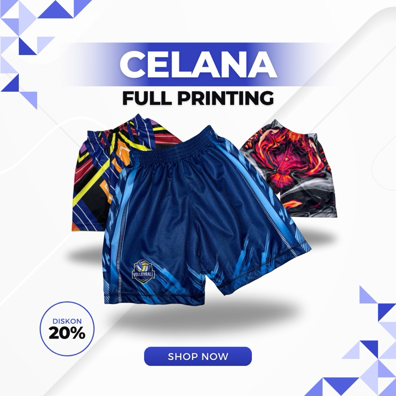 Celana Voli Full Printing Pria - Celana Olahraga Full Printing - Celana voli