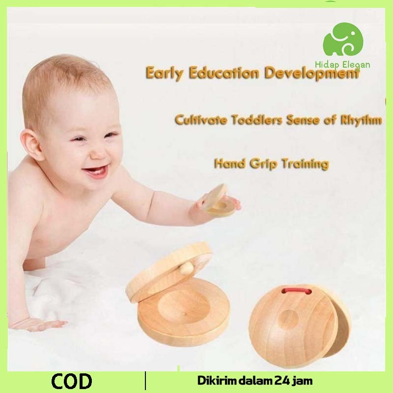 1 Passang Kastanyet Kayu Alat Musik Alat Musik Perkusi Wood Kastanyet Perkusi Mainan Musik Anak Kayu