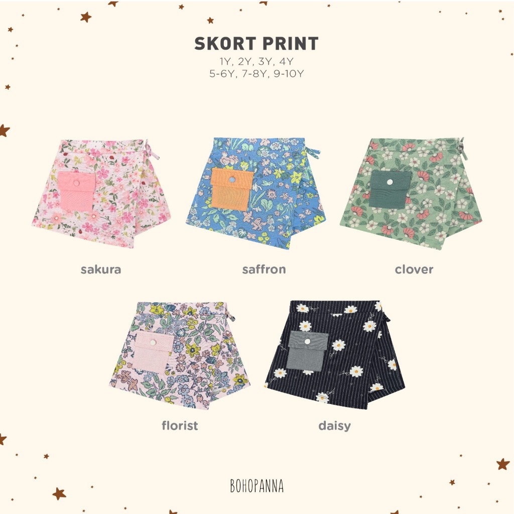 Aubreyshome Bohopanna Rok Anak Perempuan - Skort Print & Emma Skirt