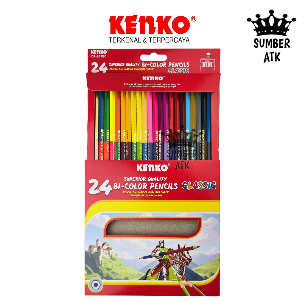 

Pensil Warna KENKO 24 warna Bi-color CP-24FBC ( 48 warna dengan 2 sisi ) Color Pensil JunDW