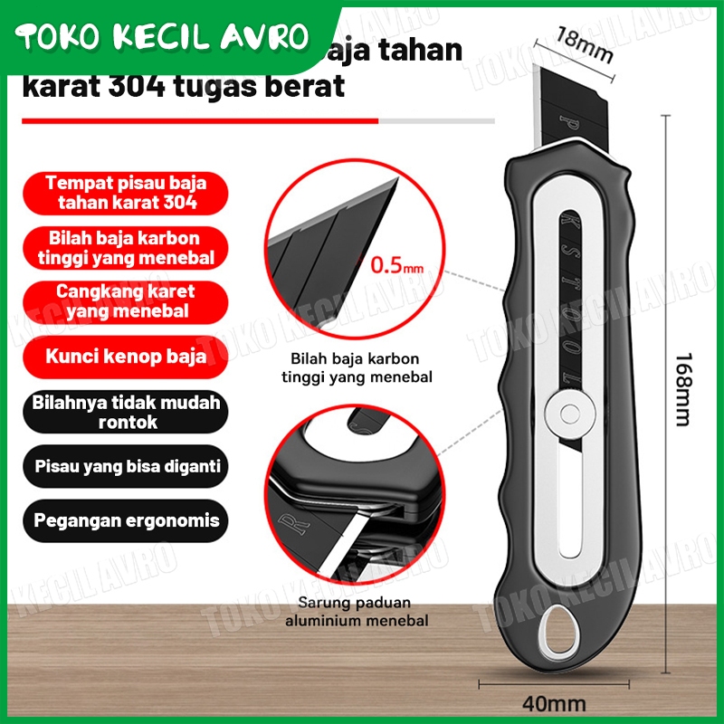 

18mm Multifungsi Cutter Pisau /Cutter Besar Model Putar/Cutter Besi Stainless/Cutter Pemotong Kertas Gagang Karet