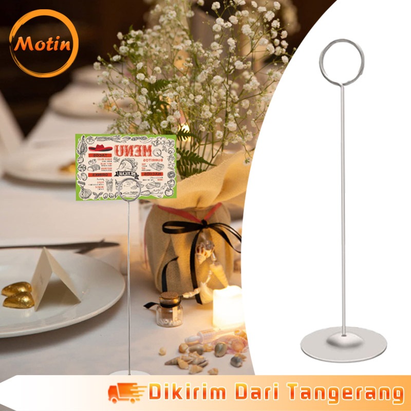 

20cm Tiang Nomor Meja Holder Stainless Table Number Menu Stand
