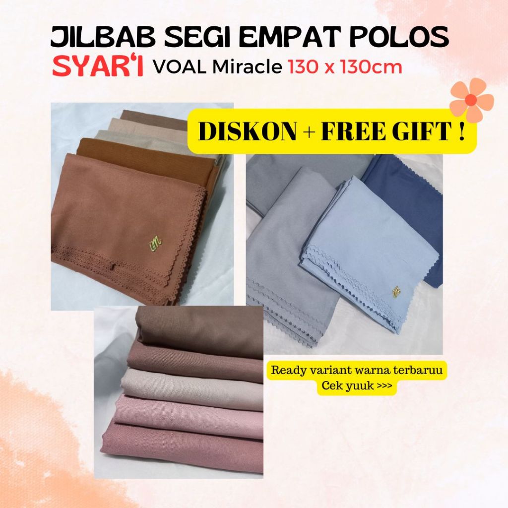 jilbab segi empat polos syari umama 130 x 130cm / Kerudung Segi Empat Jumbo / Hijab Umama Syari