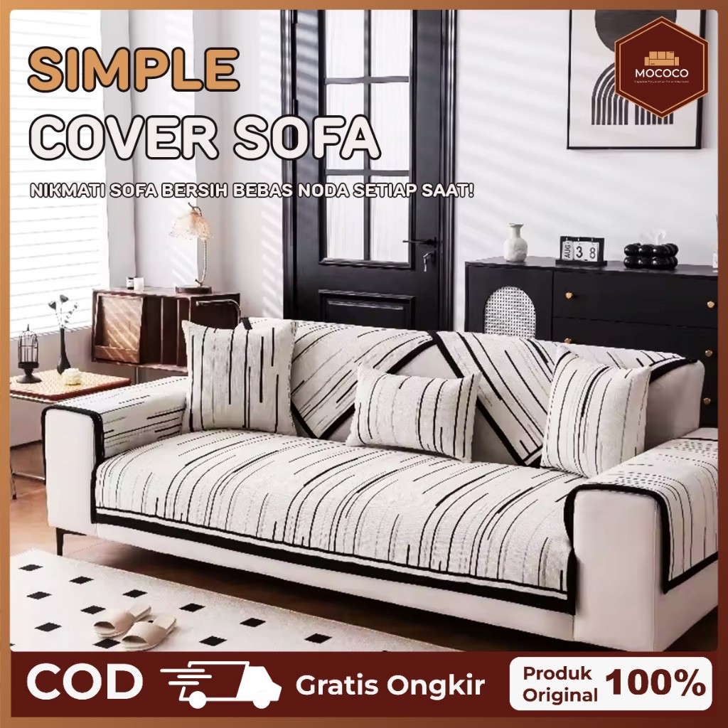 Mococo Sarung Alas Sofa Ruang Tamu Chennile Cover Penutup Sofa Sudut 1 2 3 4 L Seater Decoration