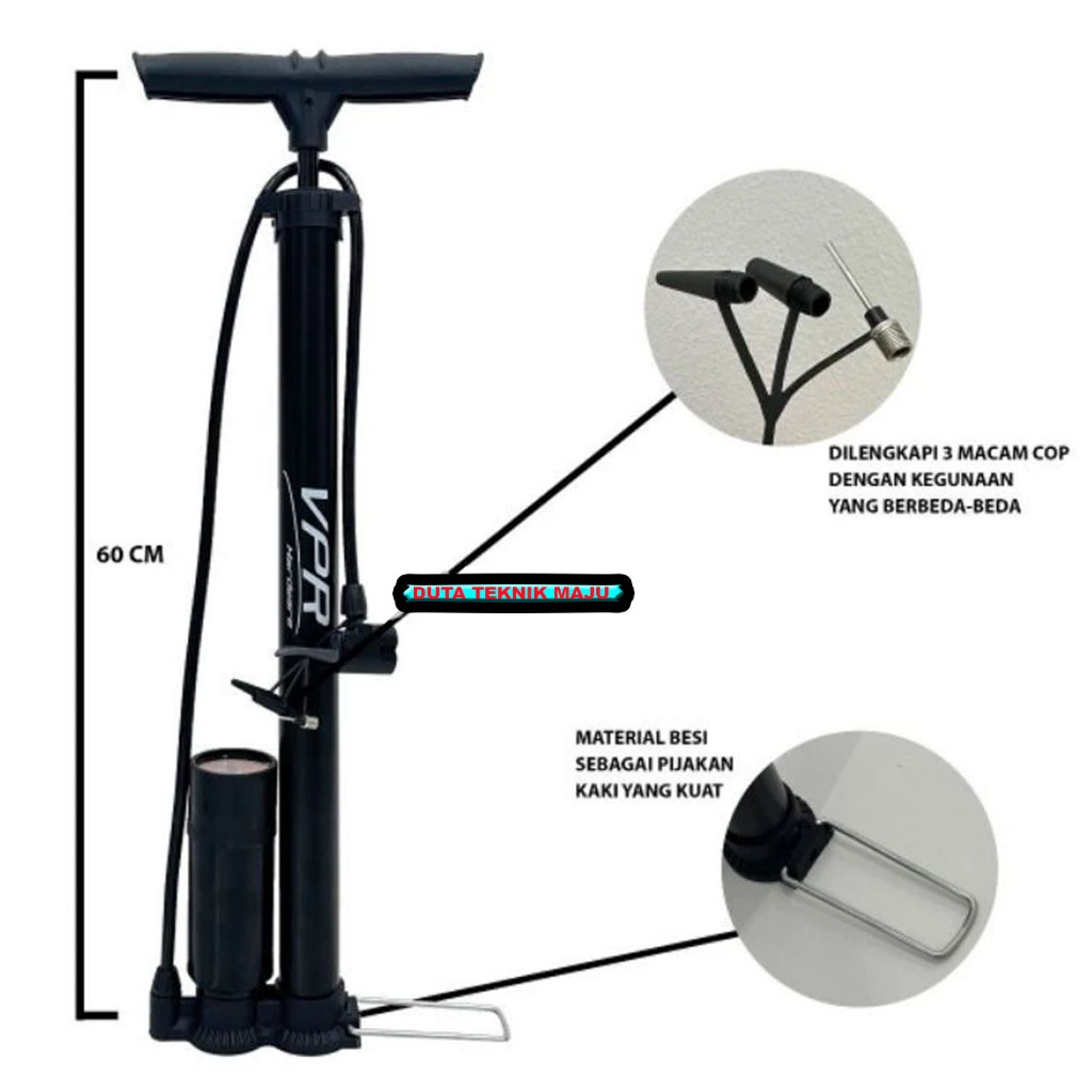 VPR Pompa Ban Sepeda Motor Bola Tabung Pentil Hand Pump Potable / Pompa Angin Ban