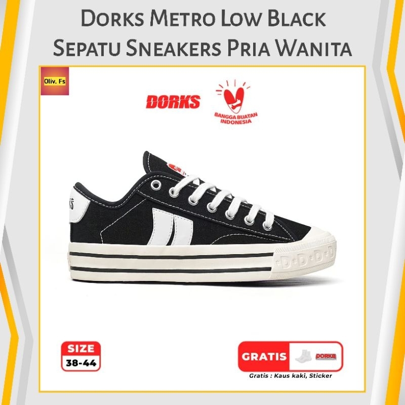 Dorks Metro Low Black Sepatu Sneakers Pria Wanita