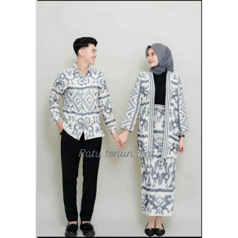 SET COUPLE MOTIF SUMBA baju tenun couple pria wanita -baju pesta couple -couple tenun -kemeja tenun 