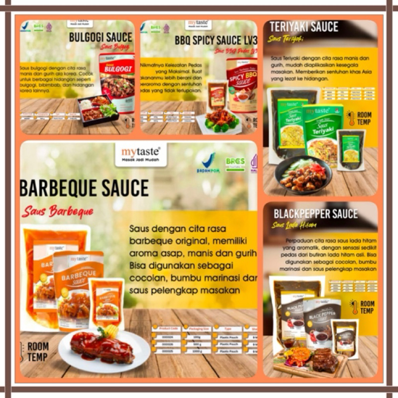 

mytaste Sauce 500 gr - Saus My Taste Blackpepper / BBQ / Spicy Level 2 / Spicy Level 3 / Teriyaki / Mayo
