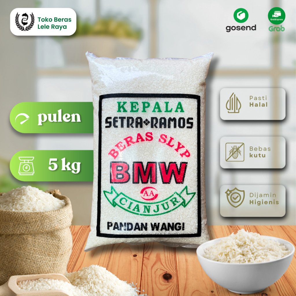 

(BISA GOSEND) Beras Premium BMW 5kg - Pulen, Wangi Alami, Asli Cianjur