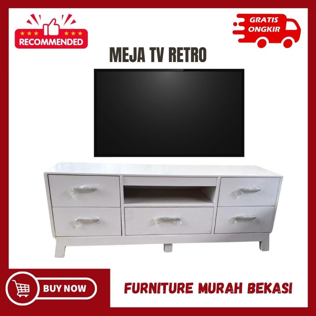 RAK TV MEJA TV RETRO MINIMALIS 5 LACI GRATIS ONGKIR BEKASI BANDUNG CIKARANG GARUT