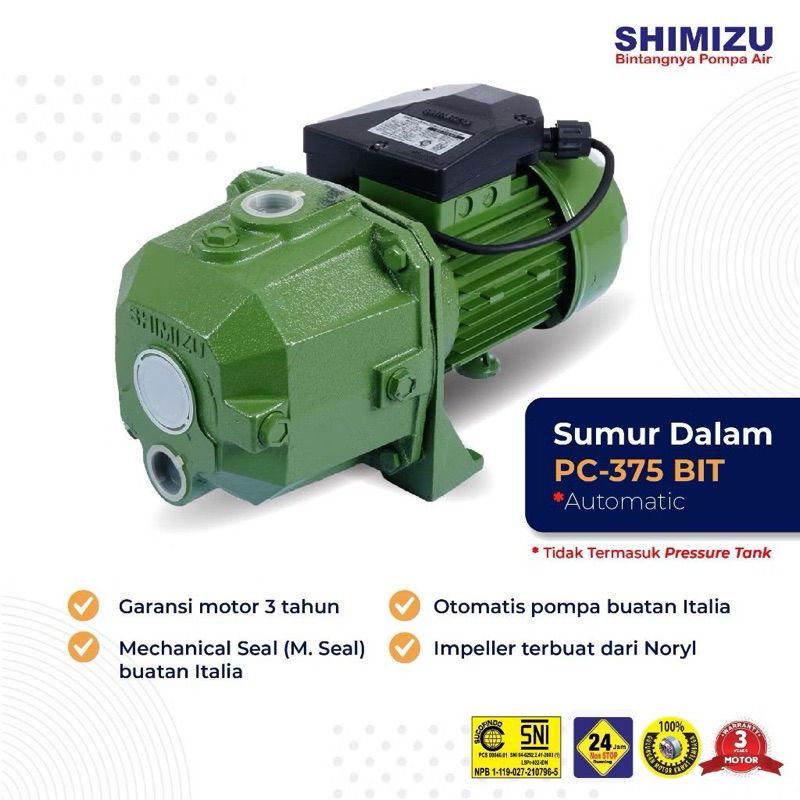 POMPA AIR JET PUMP PC 375 BIT NON TABUNG SHIMIZU | POMPA AIR SUMUR DALAM